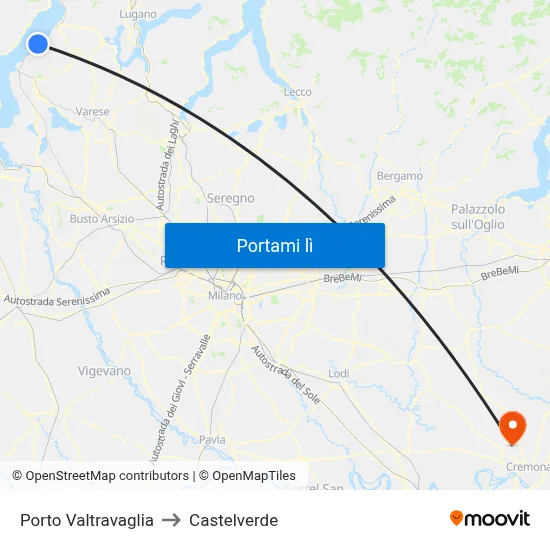 Porto Valtravaglia to Castelverde map