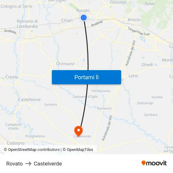 Rovato to Castelverde map