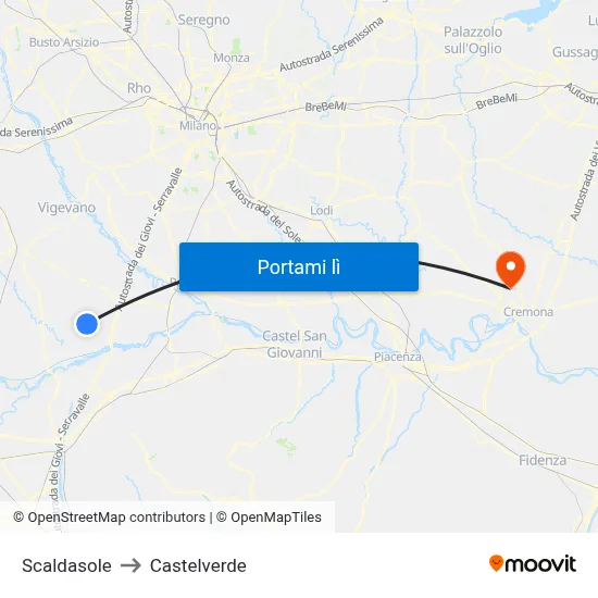 Scaldasole to Castelverde map