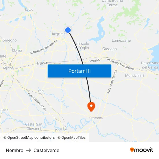 Nembro to Castelverde map