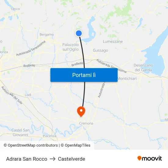 Adrara San Rocco to Castelverde map