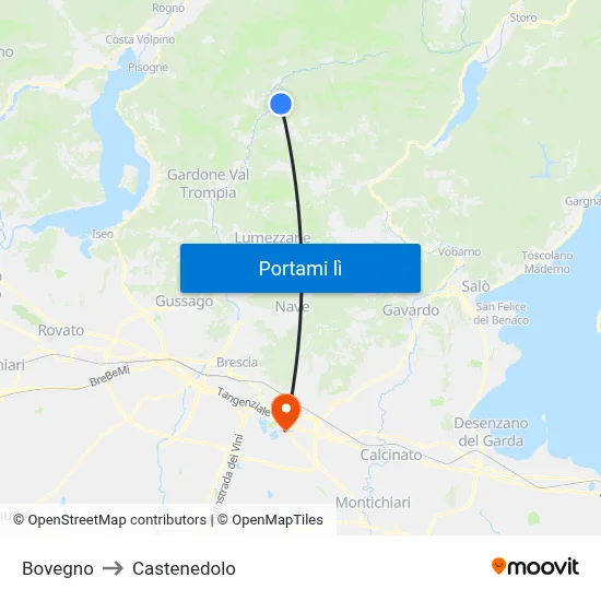 Bovegno to Castenedolo map