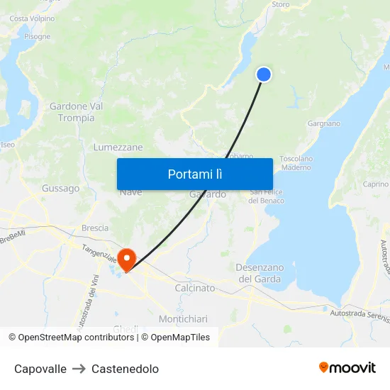 Capovalle to Castenedolo map