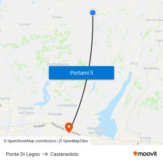 Ponte Di Legno to Castenedolo map