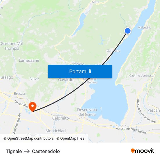 Tignale to Castenedolo map