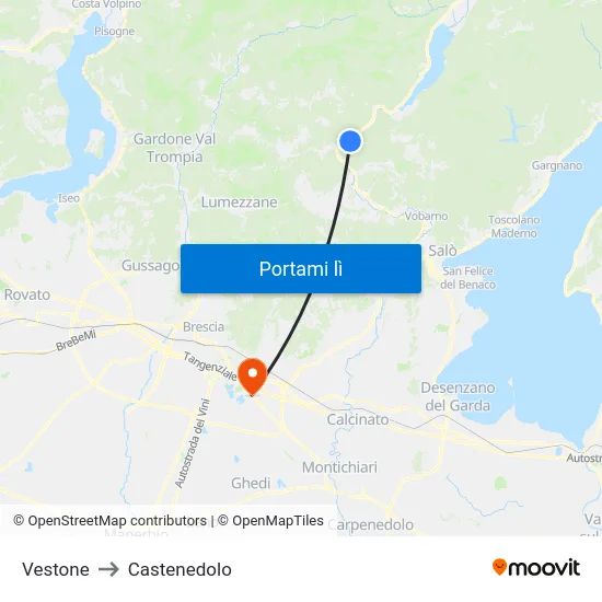 Vestone to Castenedolo map