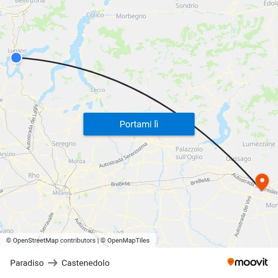 Paradiso to Castenedolo map