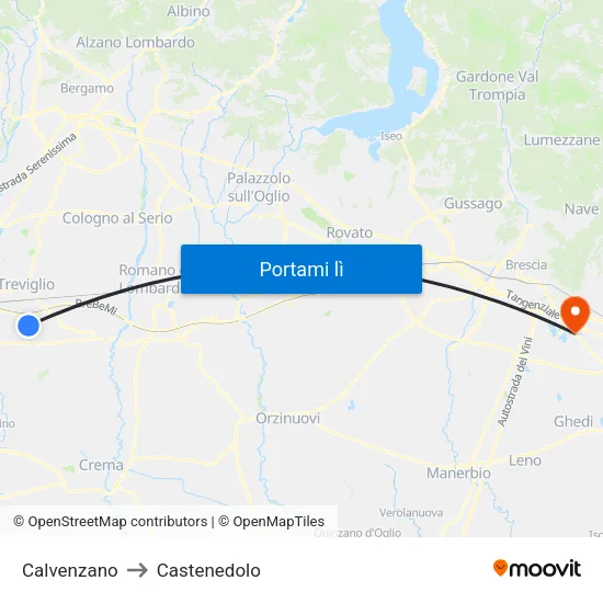 Calvenzano to Castenedolo map