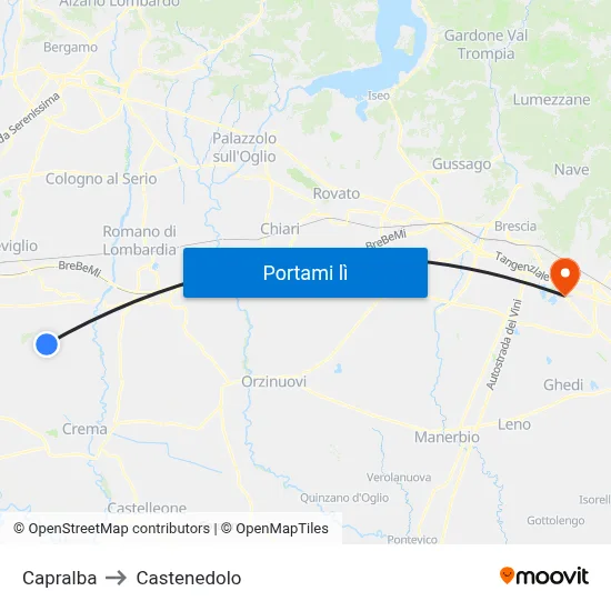 Capralba to Castenedolo map