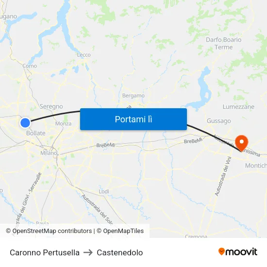 Caronno Pertusella to Castenedolo map