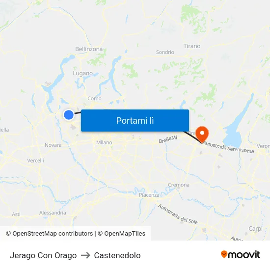 Jerago Con Orago to Castenedolo map