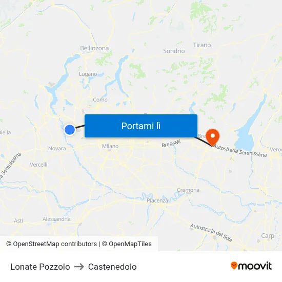 Lonate Pozzolo to Castenedolo map