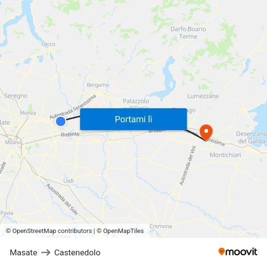 Masate to Castenedolo map