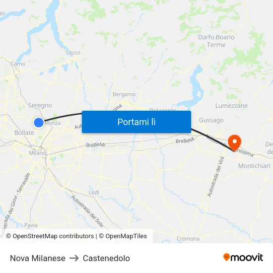Nova Milanese to Castenedolo map