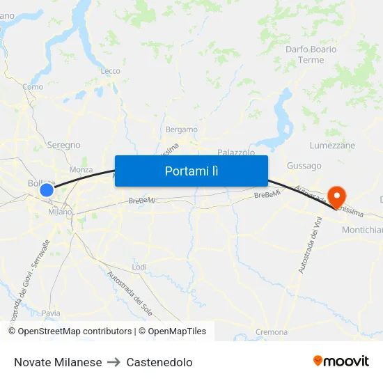 Novate Milanese to Castenedolo map