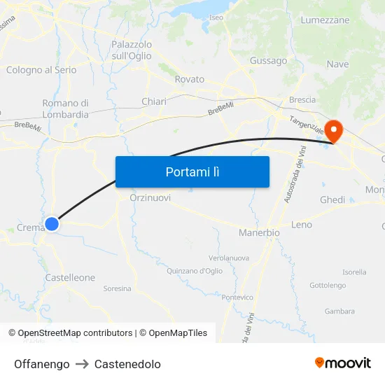 Offanengo to Castenedolo map