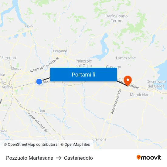 Pozzuolo Martesana to Castenedolo map