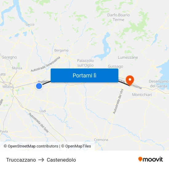 Truccazzano to Castenedolo map
