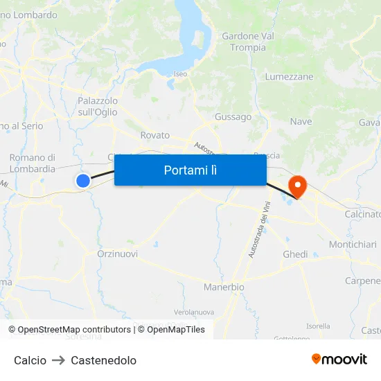 Calcio to Castenedolo map