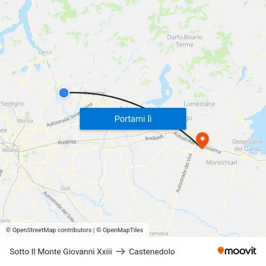 Sotto Il Monte Giovanni Xxiii to Castenedolo map