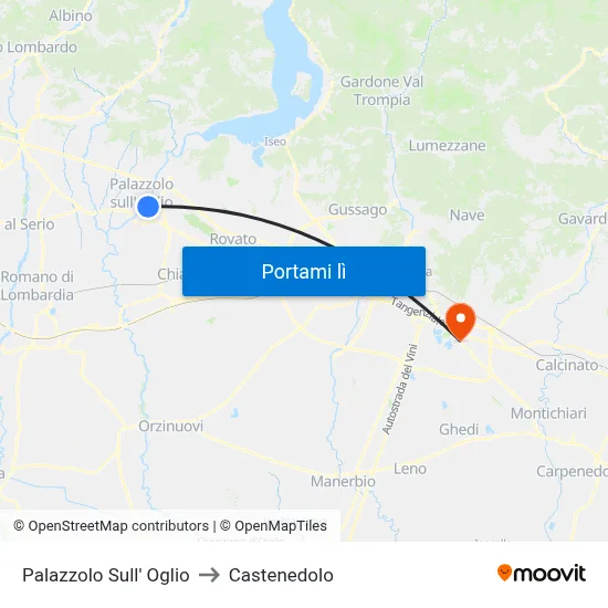 Palazzolo Sull' Oglio to Castenedolo map