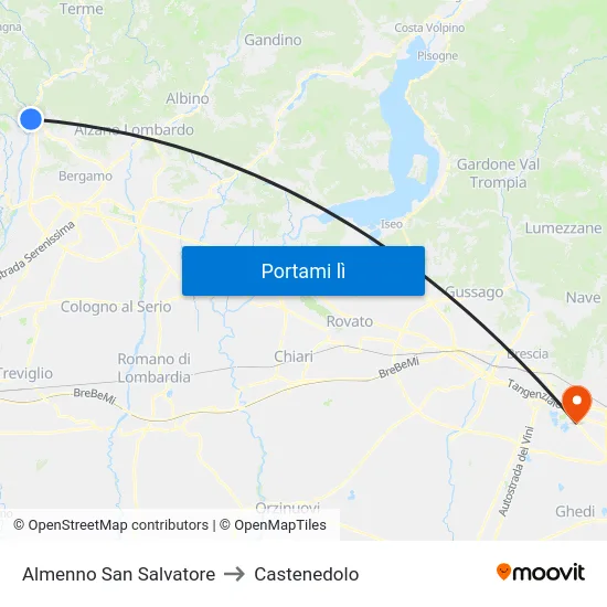 Almenno San Salvatore to Castenedolo map