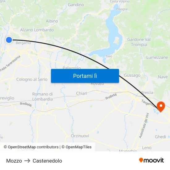 Mozzo to Castenedolo map