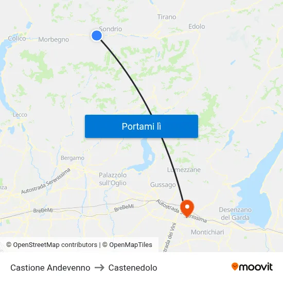 Castione Andevenno to Castenedolo map