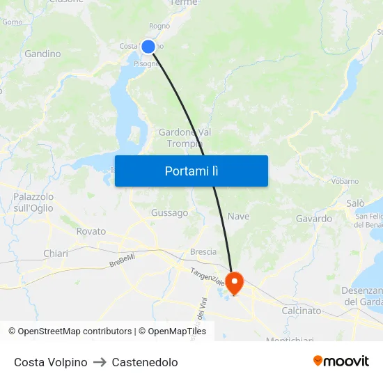 Costa Volpino to Castenedolo map