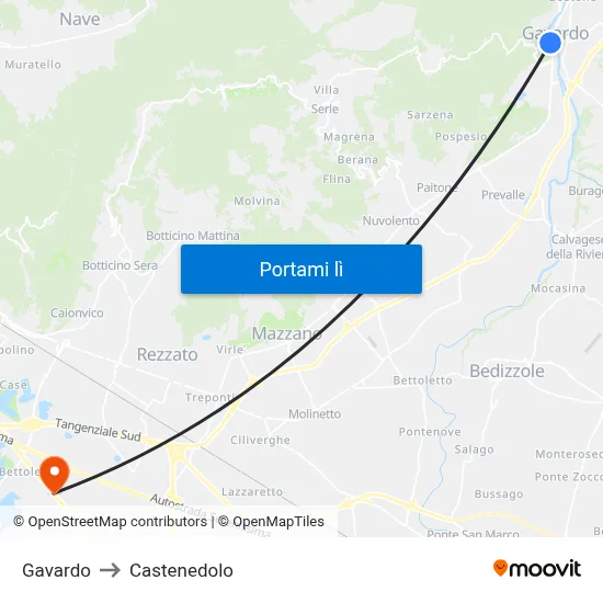 Gavardo to Castenedolo map