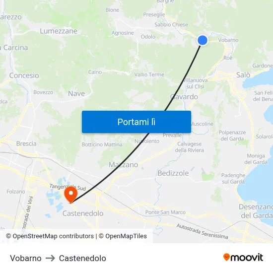 Vobarno to Castenedolo map