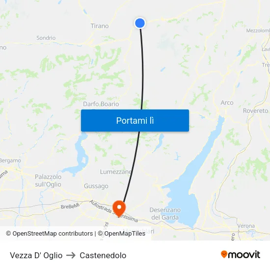 Vezza D' Oglio to Castenedolo map