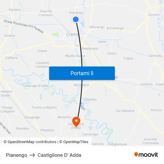 Pianengo to Castiglione D' Adda map