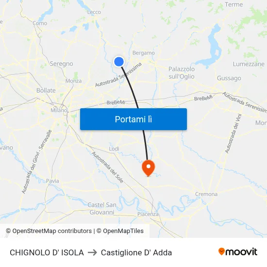 CHIGNOLO D' ISOLA to Castiglione D' Adda map