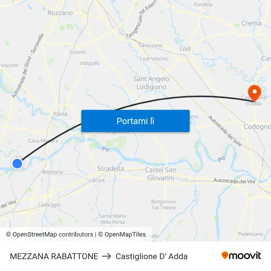 MEZZANA RABATTONE to Castiglione D' Adda map