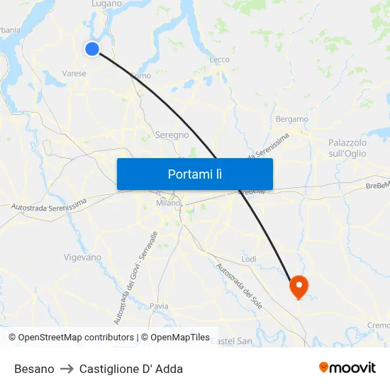 Besano to Castiglione D' Adda map