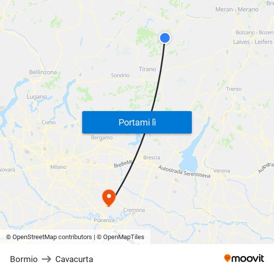 Bormio to Cavacurta map