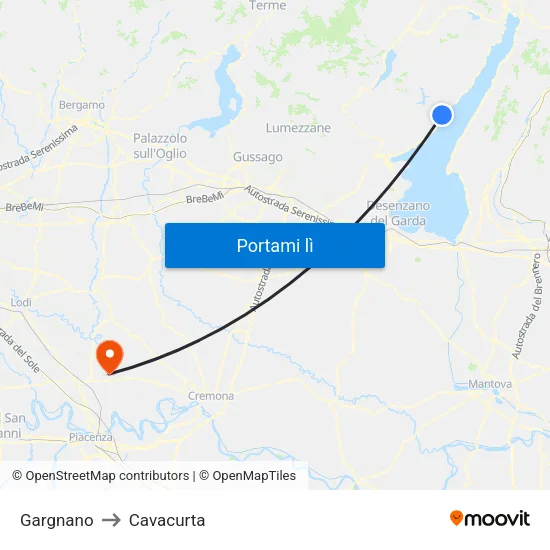 Gargnano to Cavacurta map