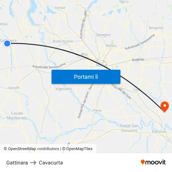 Gattinara to Cavacurta map