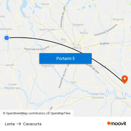 Lenta to Cavacurta map