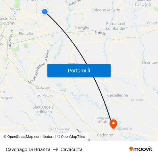 Cavenago Di Brianza to Cavacurta map