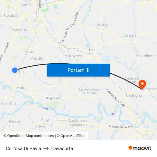 Certosa Di Pavia to Cavacurta map