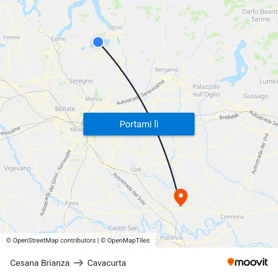 Cesana Brianza to Cavacurta map