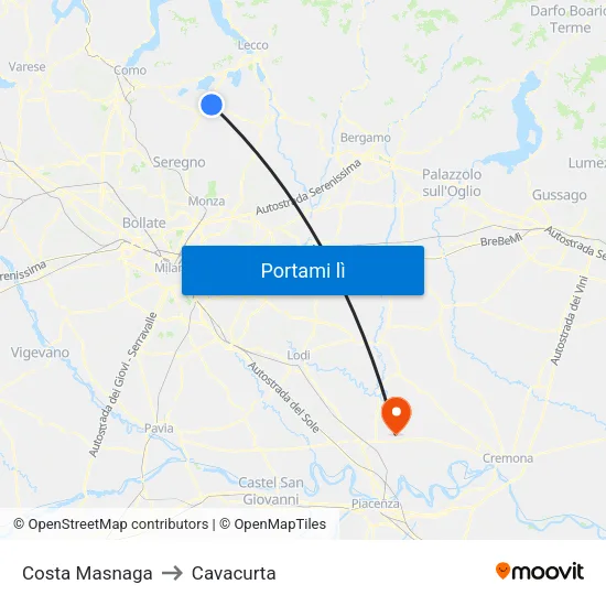 Costa Masnaga to Cavacurta map