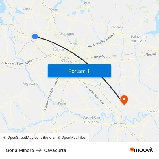 Gorla Minore to Cavacurta map