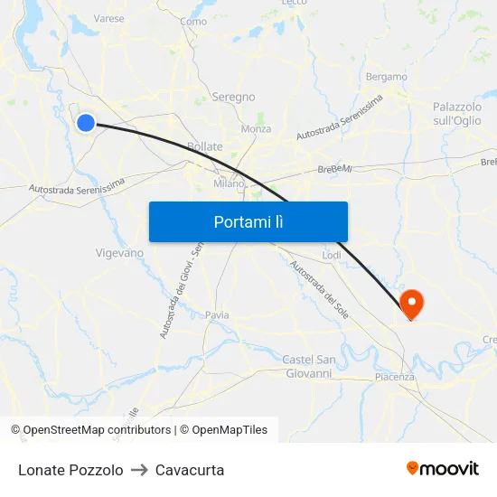 Lonate Pozzolo to Cavacurta map