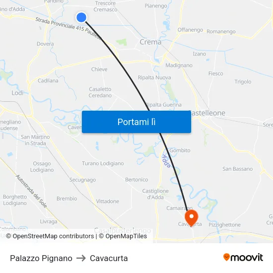 Palazzo Pignano to Cavacurta map