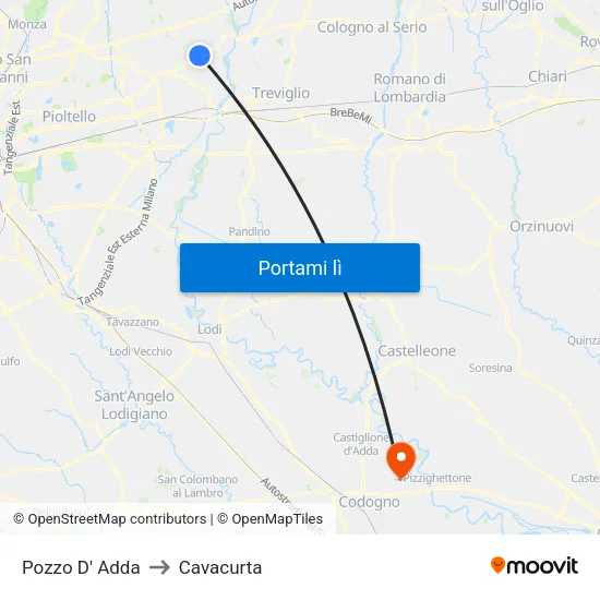 Pozzo D' Adda to Cavacurta map