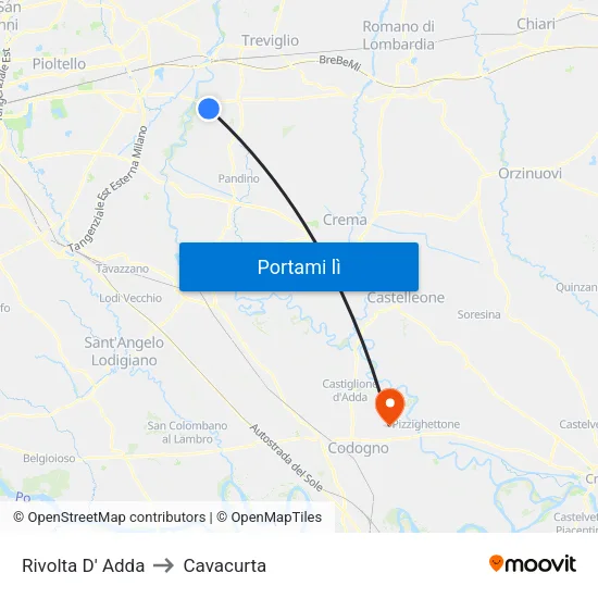 Rivolta D' Adda to Cavacurta map