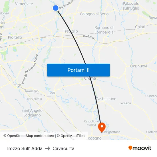 Trezzo Sull' Adda to Cavacurta map